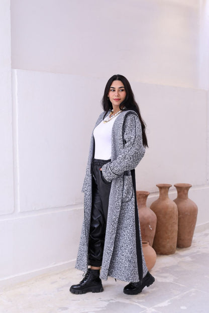 Boucle wool coat (with Hood)