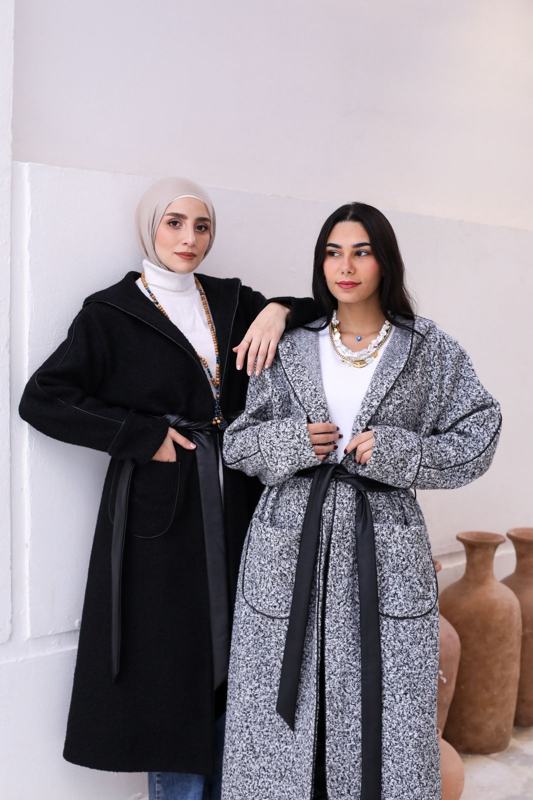 Boucle wool coat (with Hood)