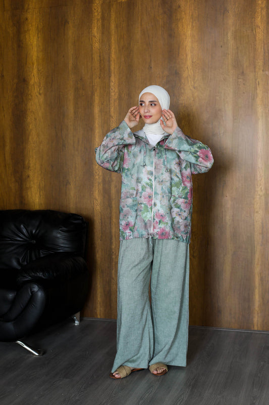 Floral Hooded Jacket Set