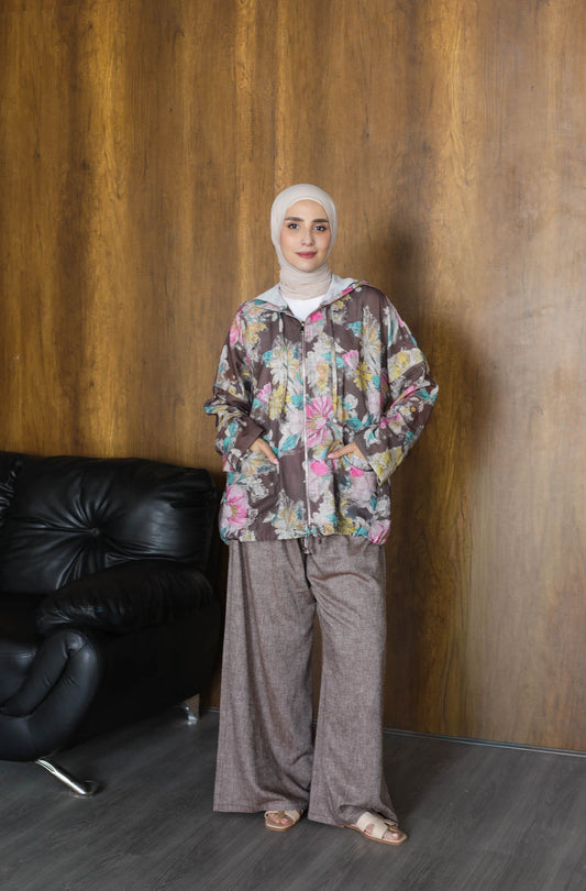 Floral Hooded Jacket Set