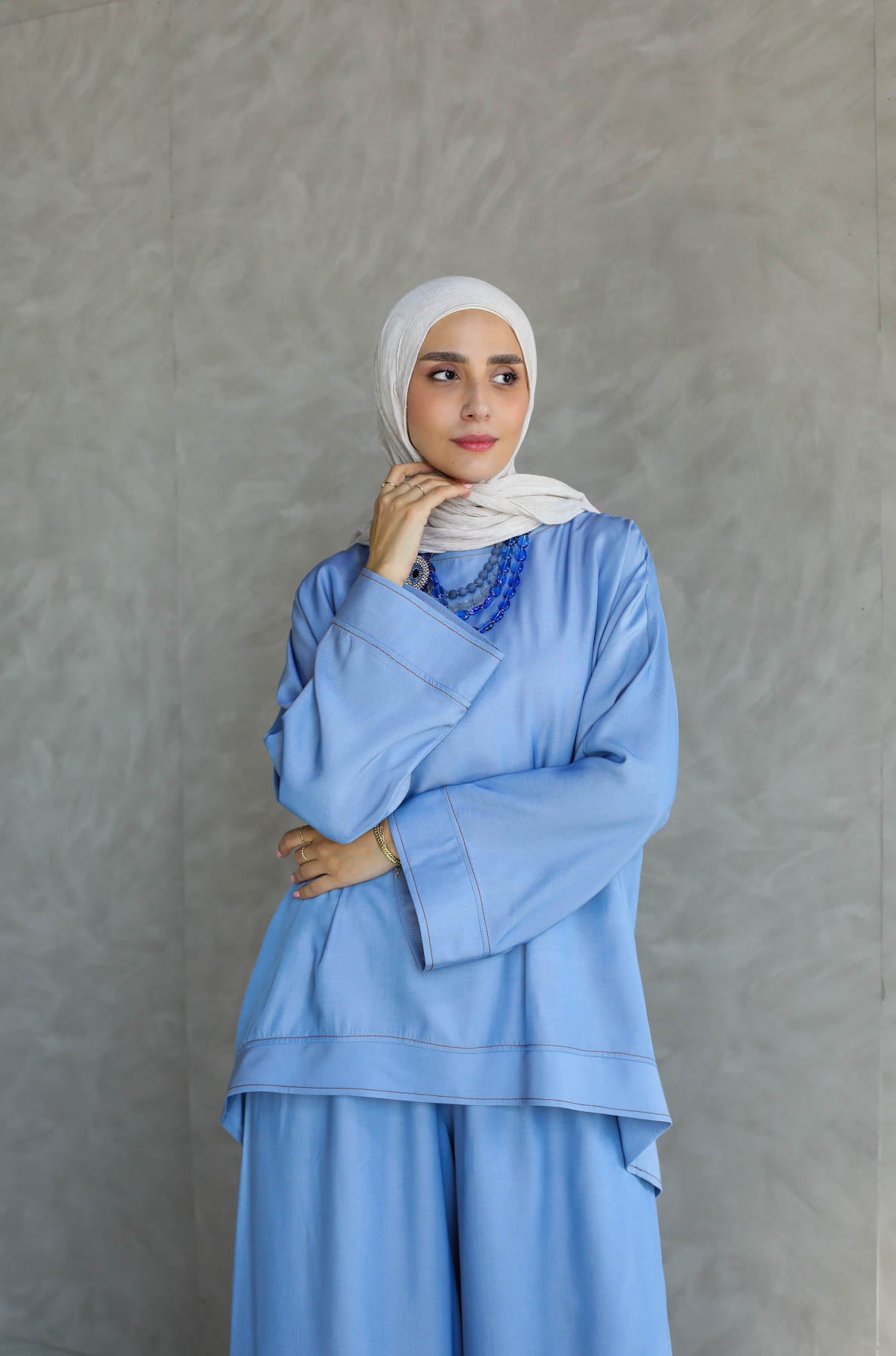 Sky Blue Flowing Two-Piece Set