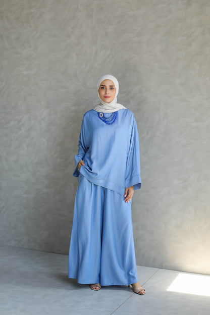 Sky Blue Flowing Two-Piece Set