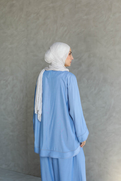Sky Blue Flowing Two-Piece Set