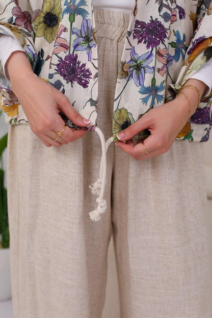 Pure Linen Printed Blouse