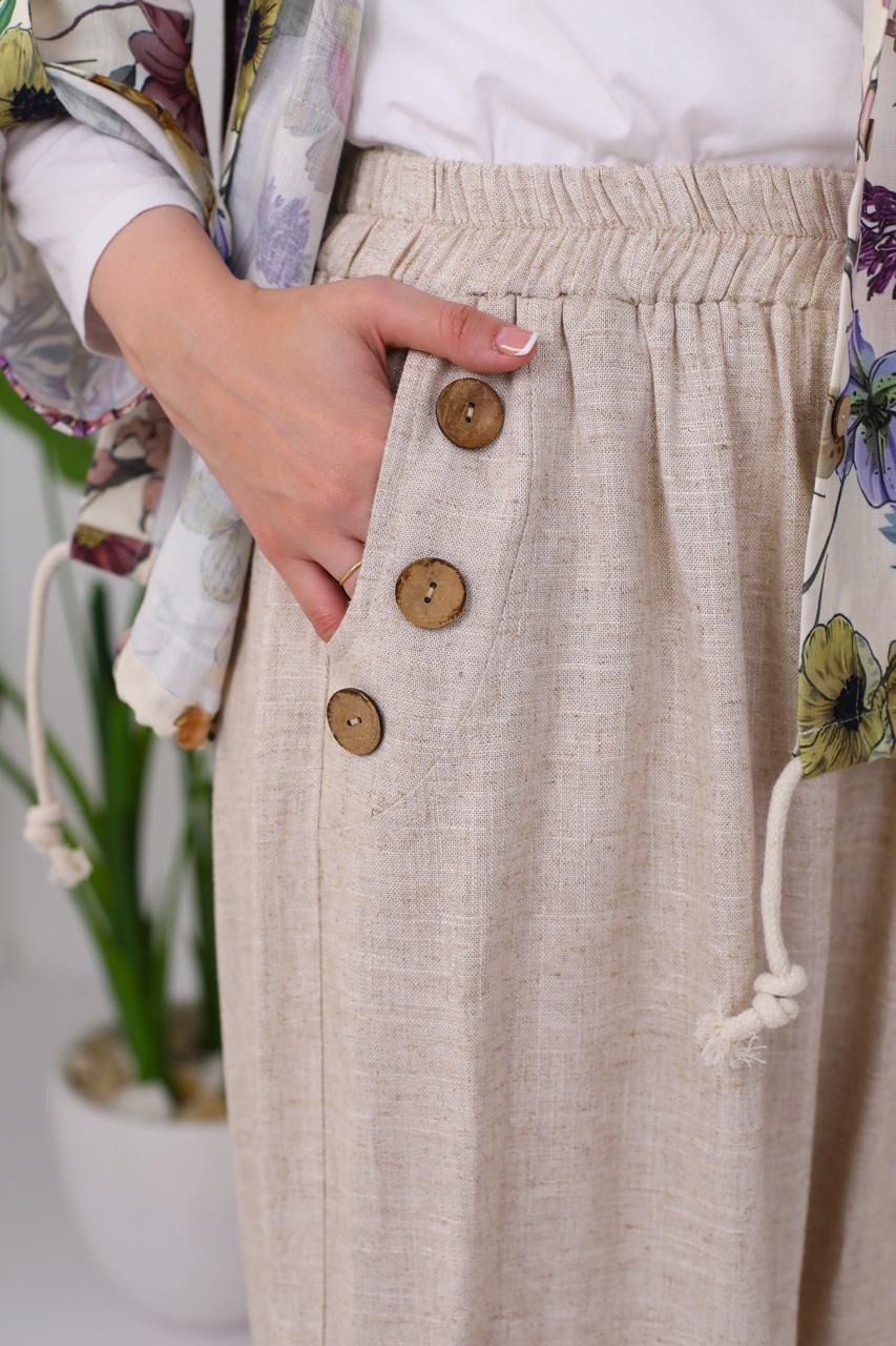 Pure Linen Wide-Leg Pants