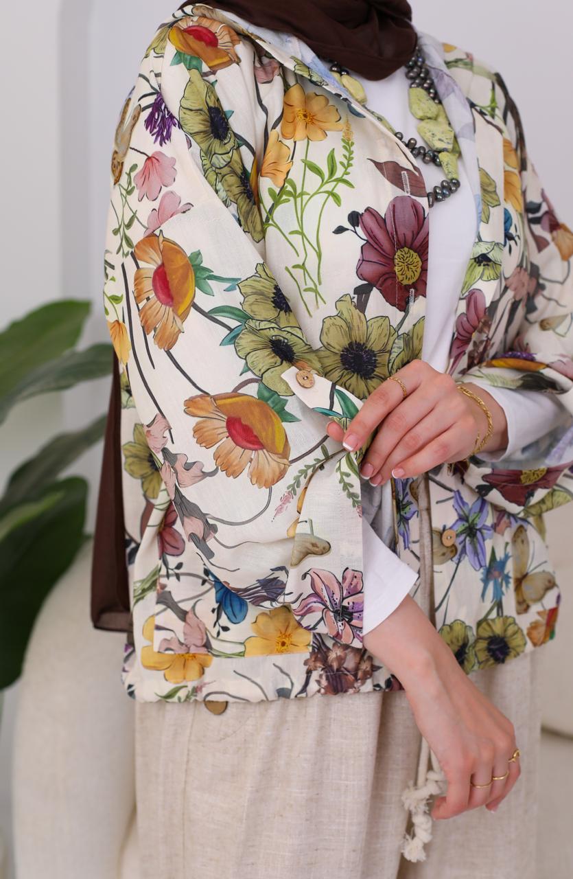 Pure Linen Printed Blouse