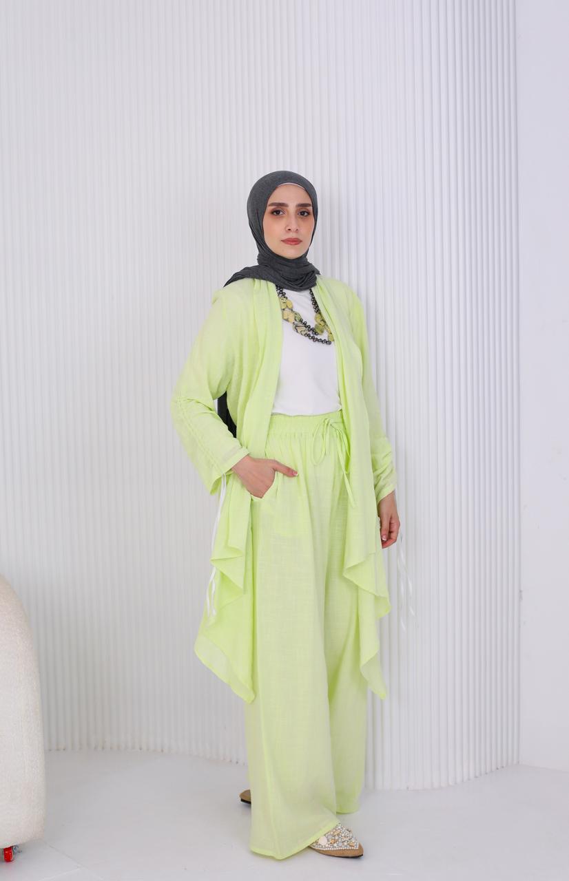 Linen Suit Set in Kiwi green