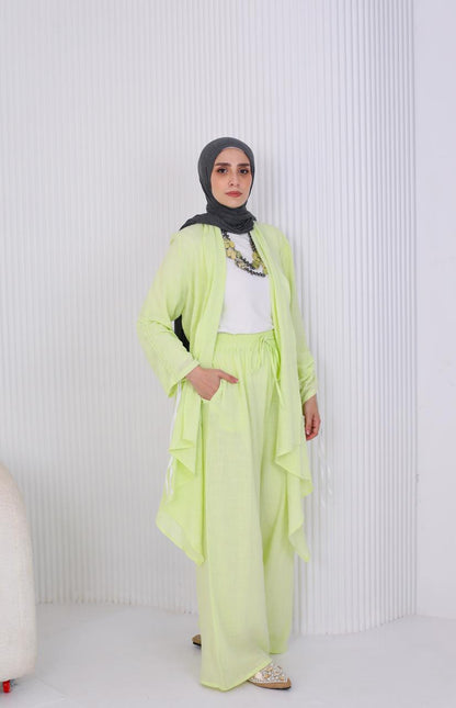 Linen Suit Set in Kiwi green