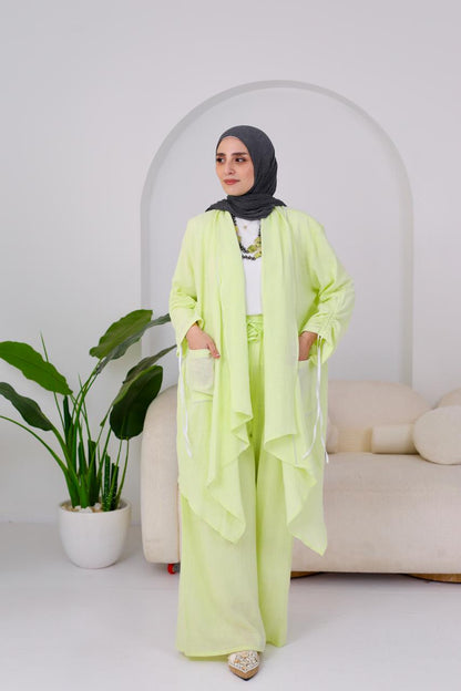 Linen Suit Set in Kiwi green