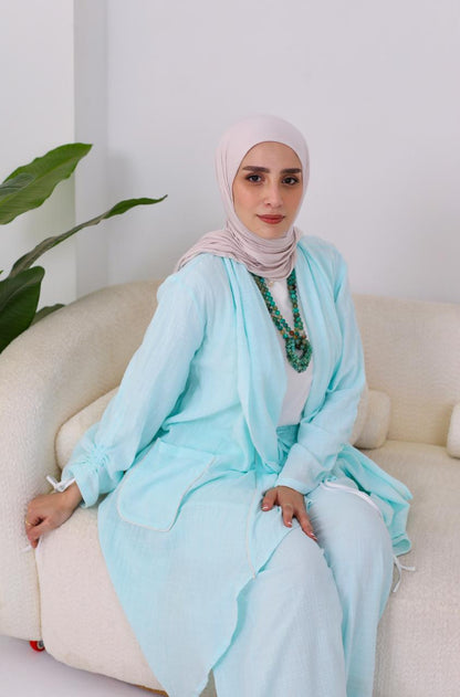 Linen Suit Set in Sky Blue