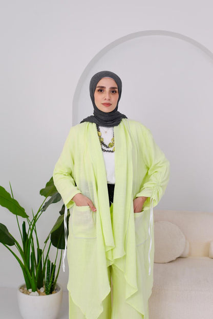 Linen Suit Set in Kiwi green