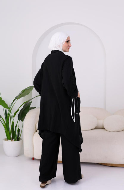 Linen Suit Set in Black