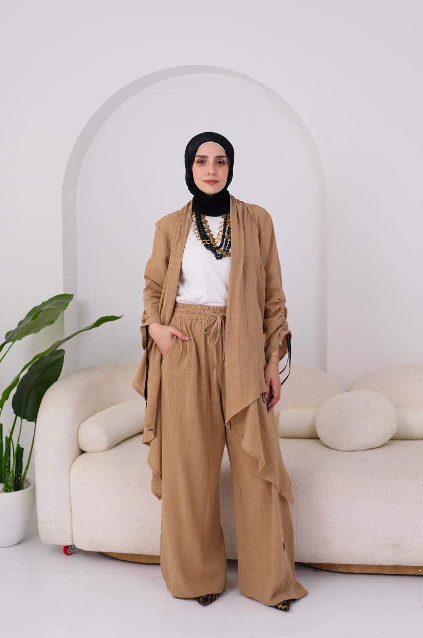 Linen Suit Set in Cafe