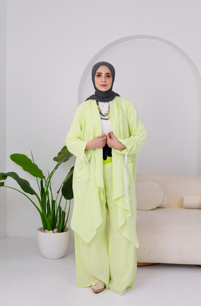 Linen Suit Set in Kiwi green