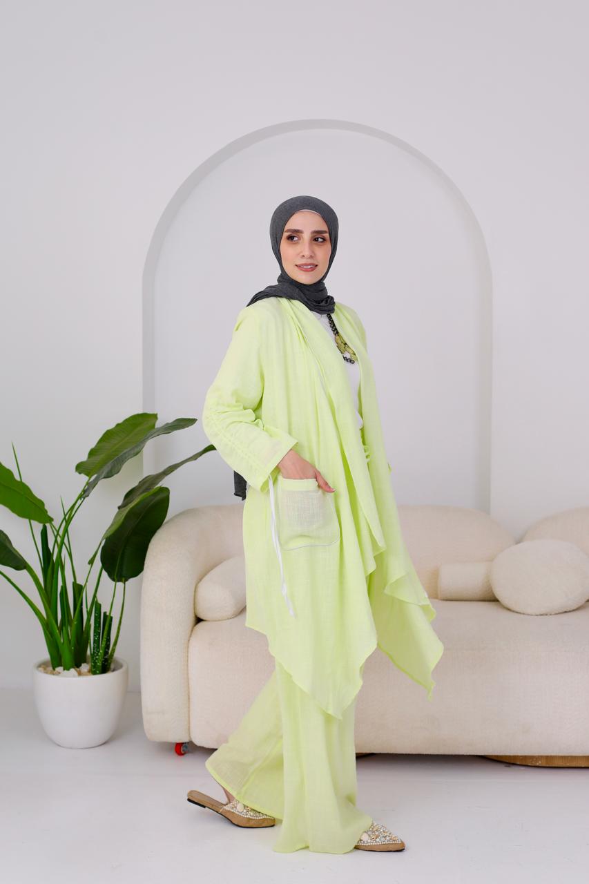 Linen Suit Set in Kiwi green