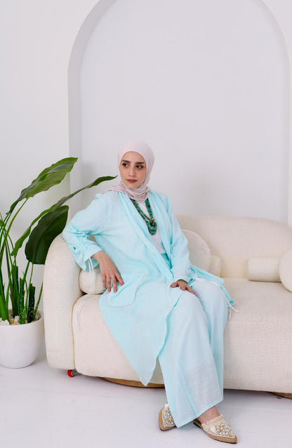 Linen Suit Set in Sky Blue