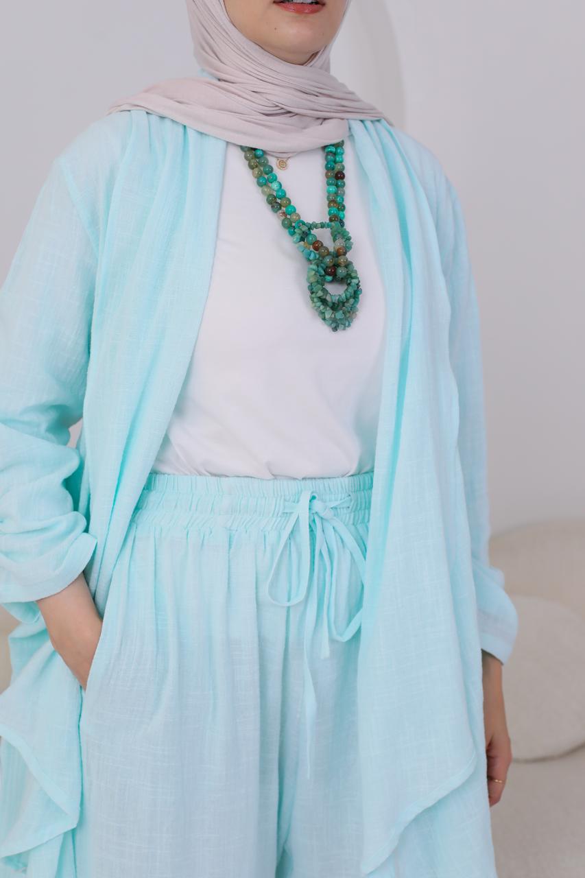 Linen Suit Set in Sky Blue