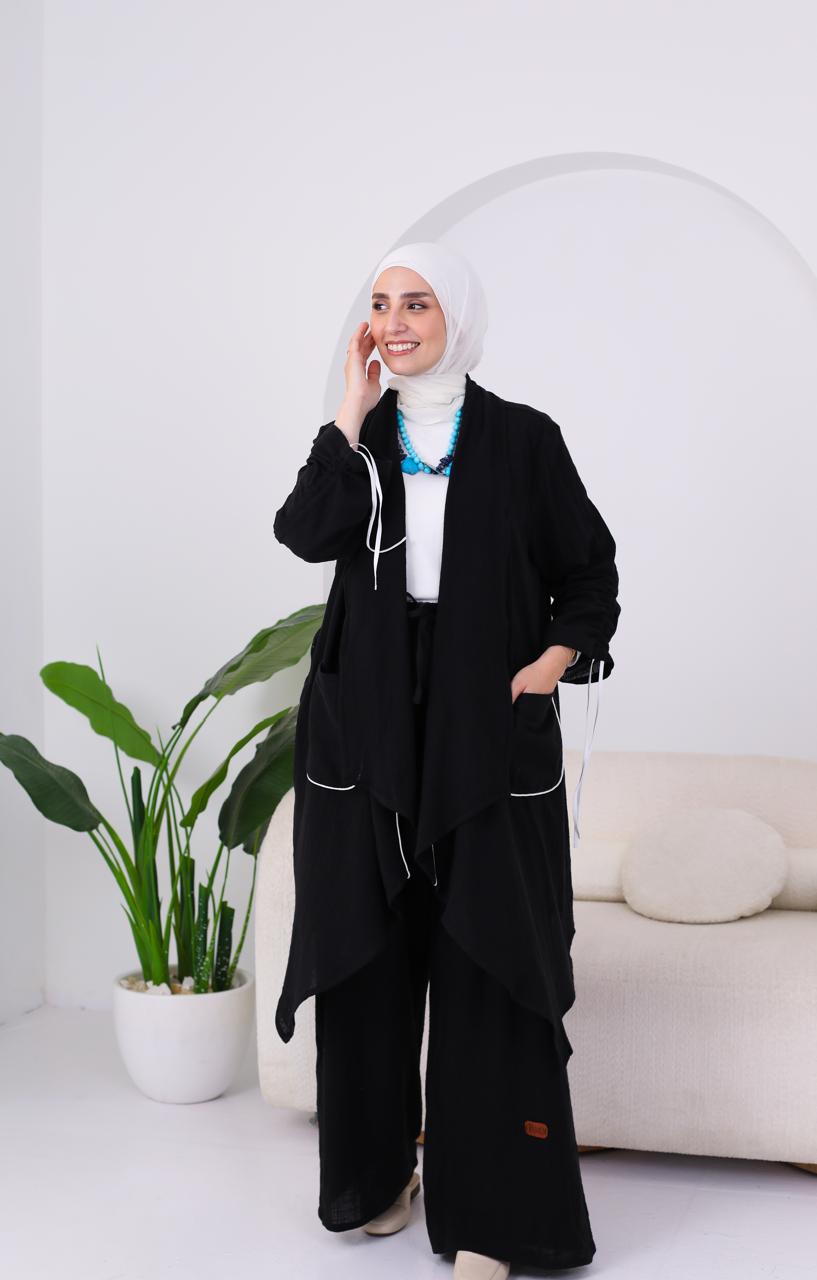 Linen Suit Set in Black