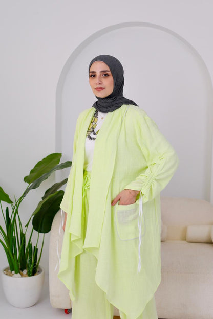 Linen Suit Set in Kiwi green