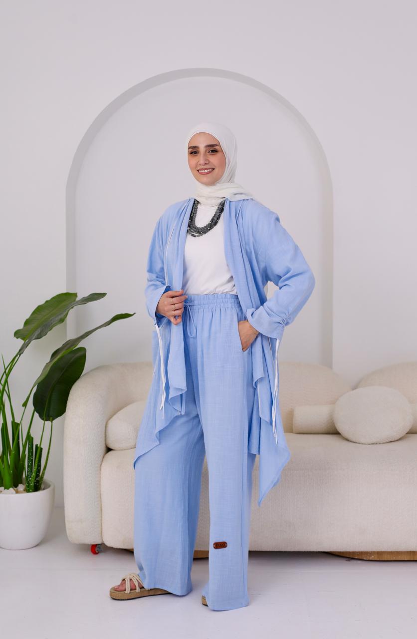 Linen Suit Set in Blue