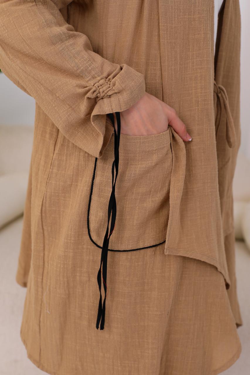 Linen Suit Set in Cafe