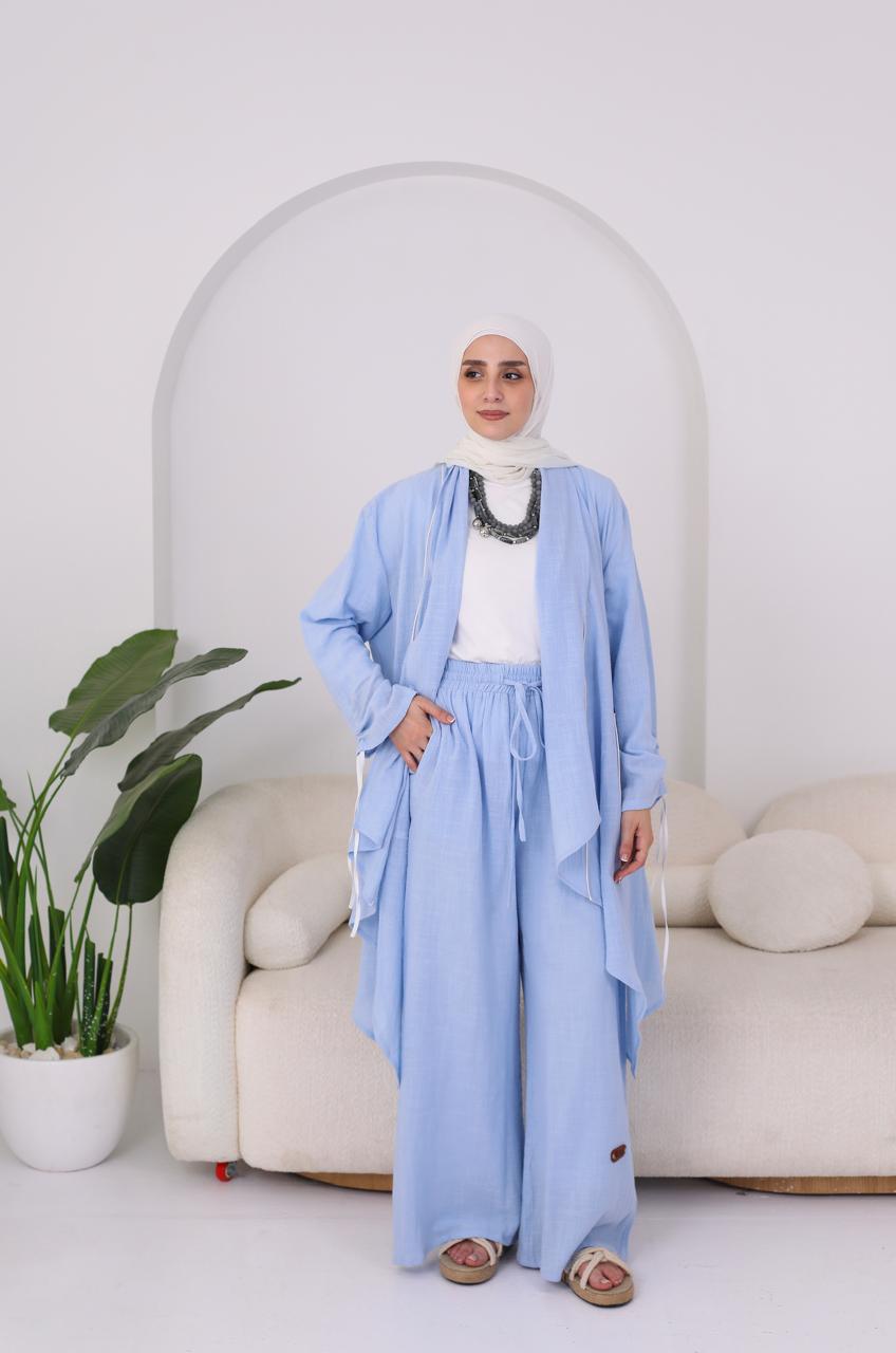 Linen Suit Set in Blue