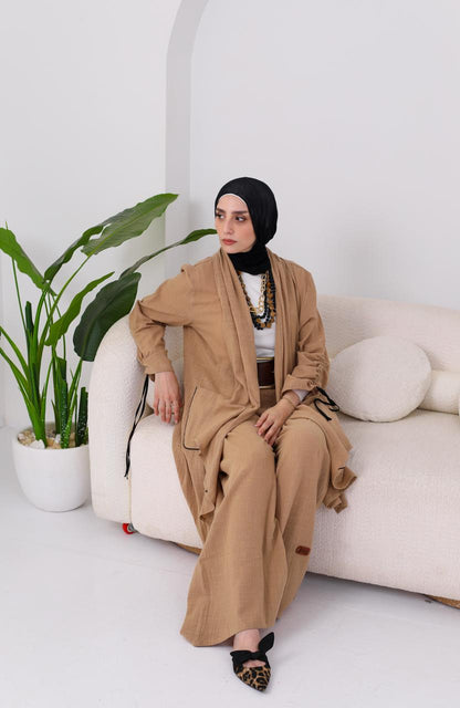 Linen Suit Set in Cafe