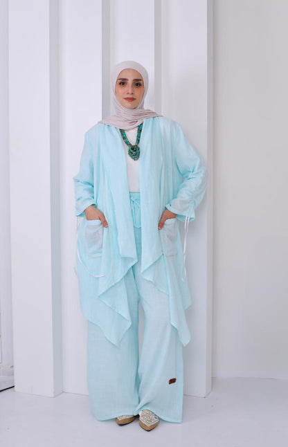 Linen Suit Set in Sky Blue