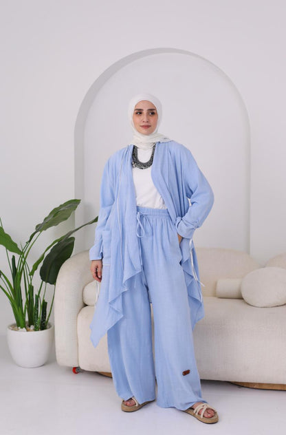 Linen Suit Set in Blue