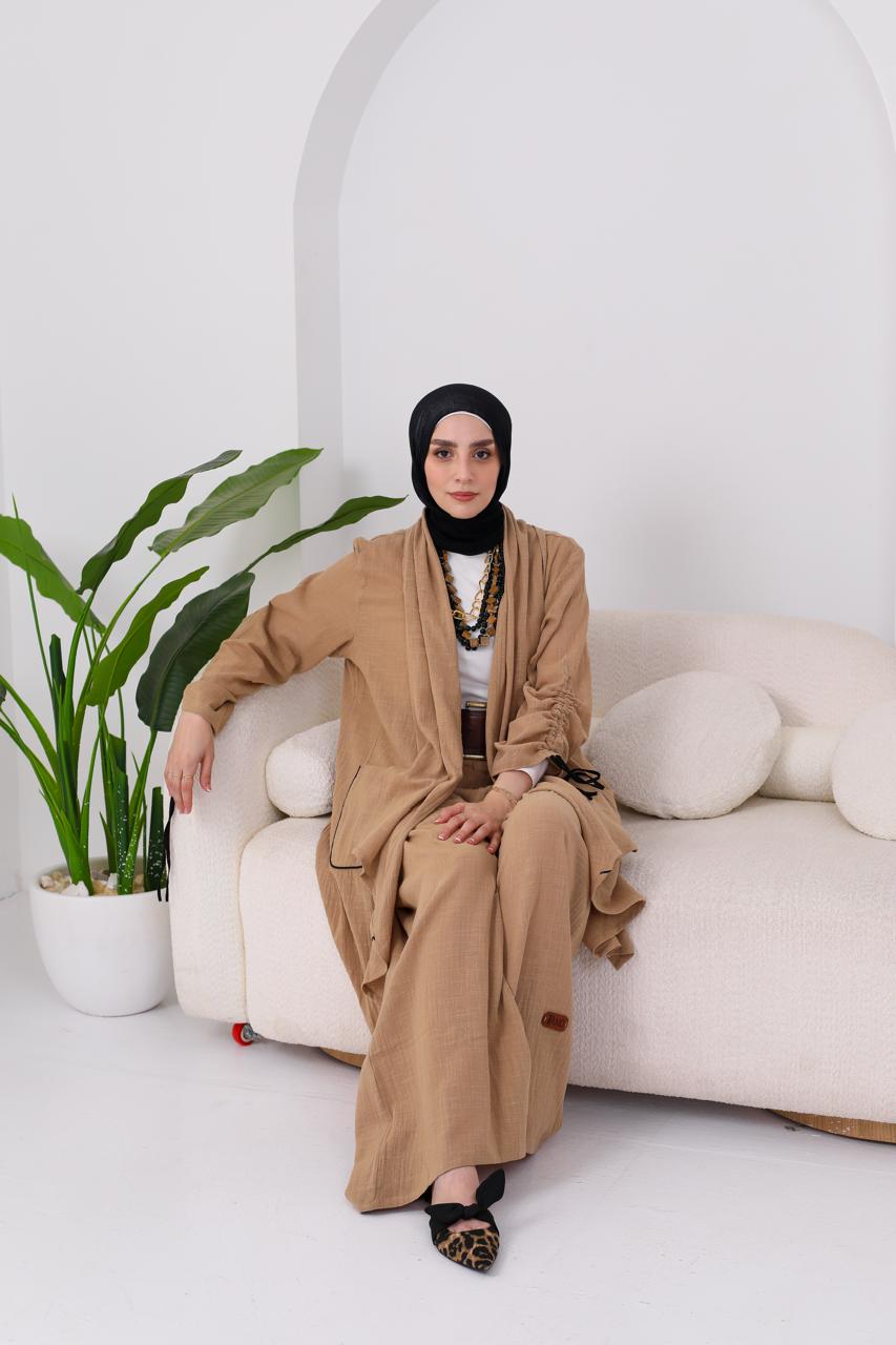 Linen Suit Set in Cafe