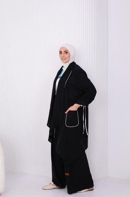 Linen Suit Set in Black