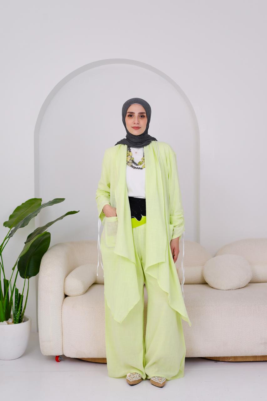 Linen Suit Set in Kiwi green