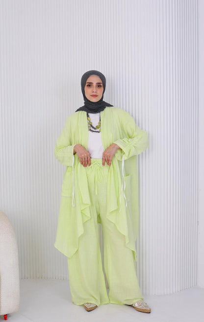 Linen Suit Set in Kiwi green