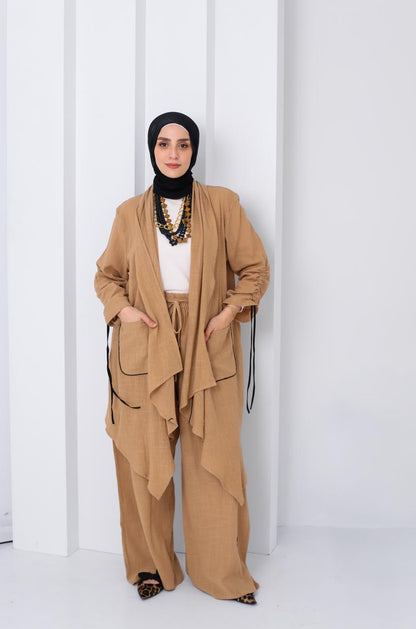 Linen Suit Set in Cafe