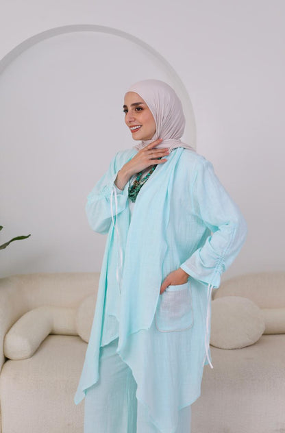 Linen Suit Set in Sky Blue