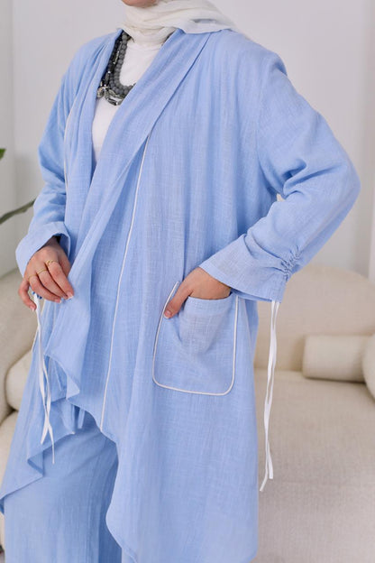 Linen Suit Set in Blue