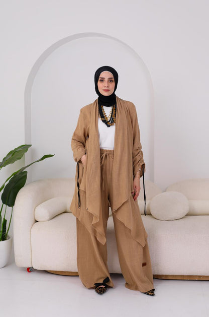 Linen Suit Set in Cafe