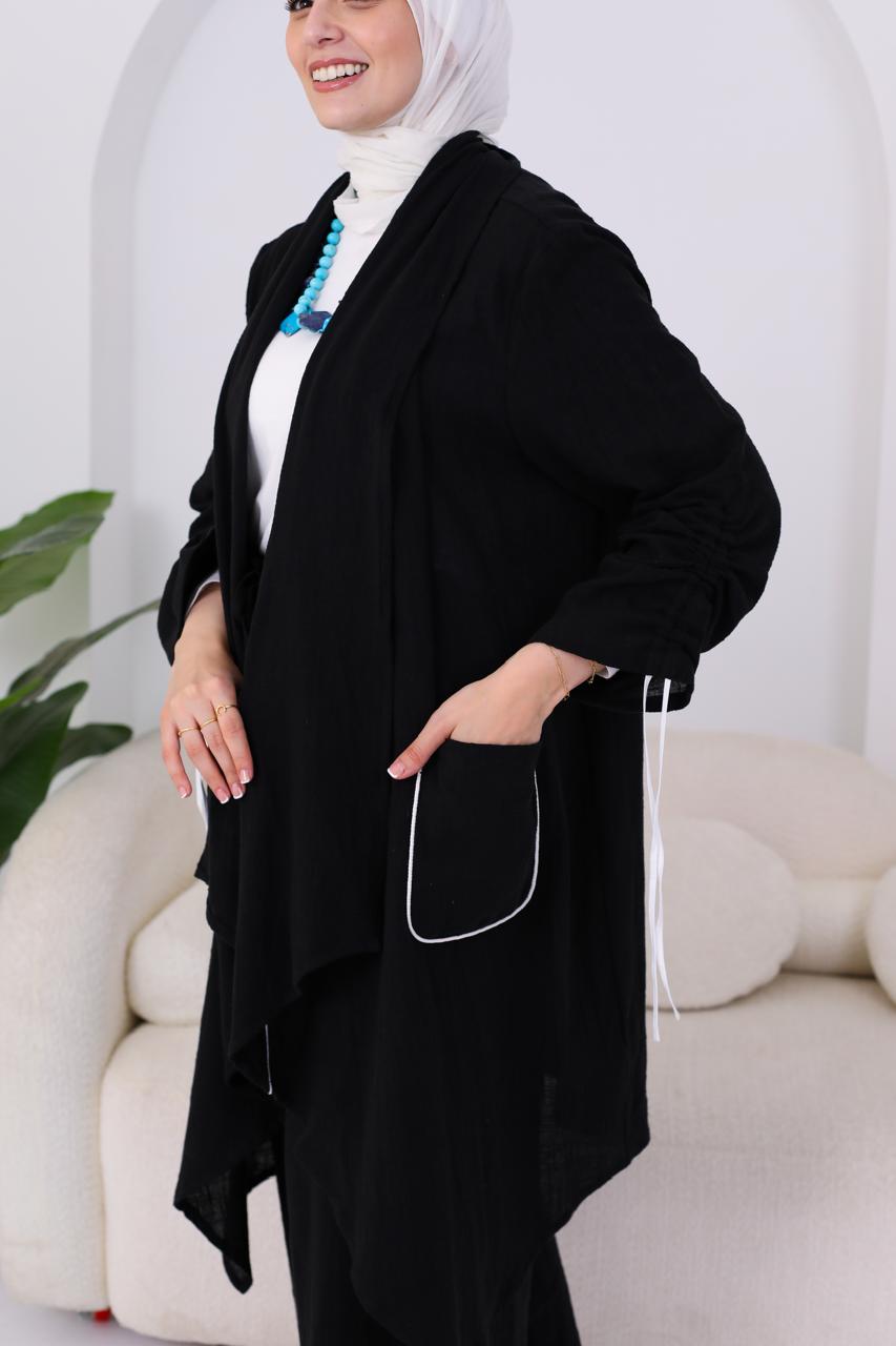 Linen Suit Set in Black