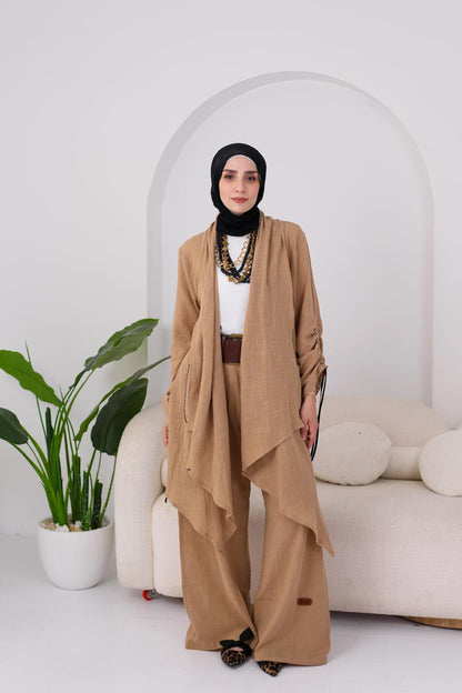 Linen Suit Set in Cafe