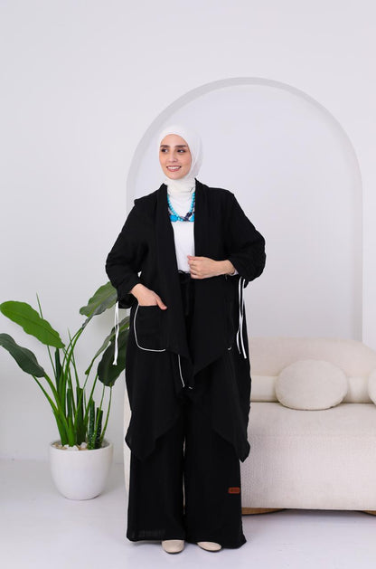 Linen Suit Set in Black