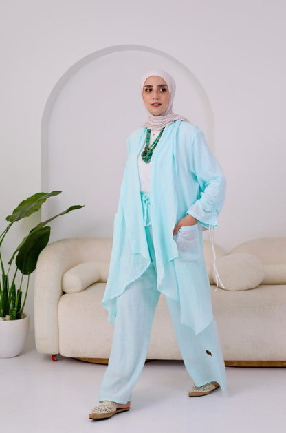 Linen Suit Set in Sky Blue