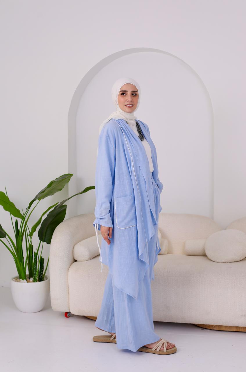 Linen Suit Set in Blue