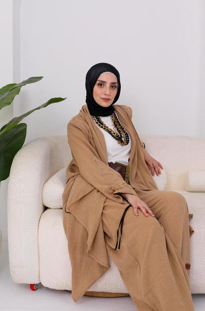 Linen Suit Set in Cafe