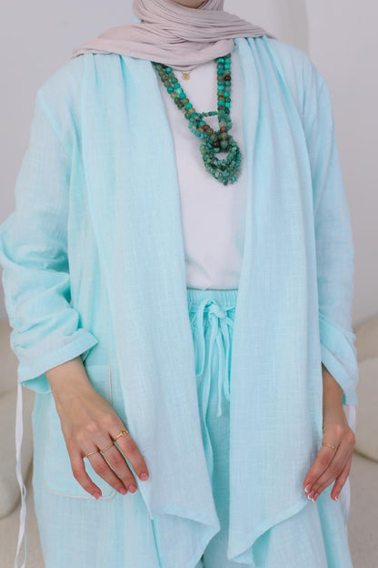 Linen Suit Set in Sky Blue