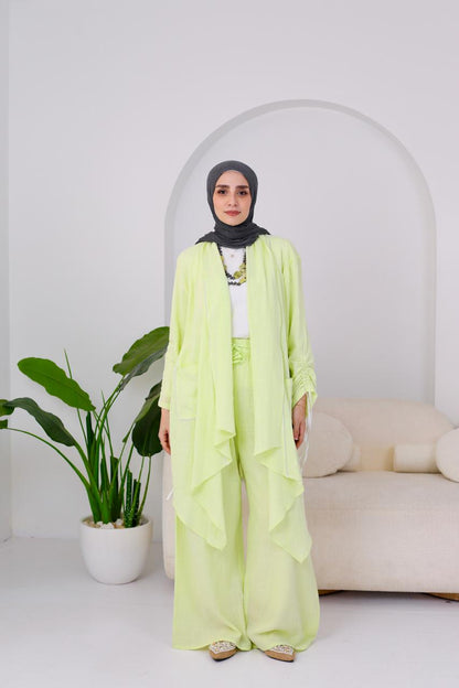 Linen Suit Set in Kiwi green