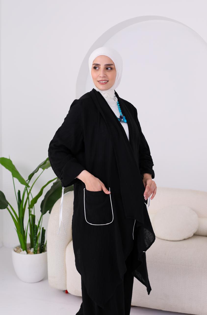 Linen Suit Set in Black