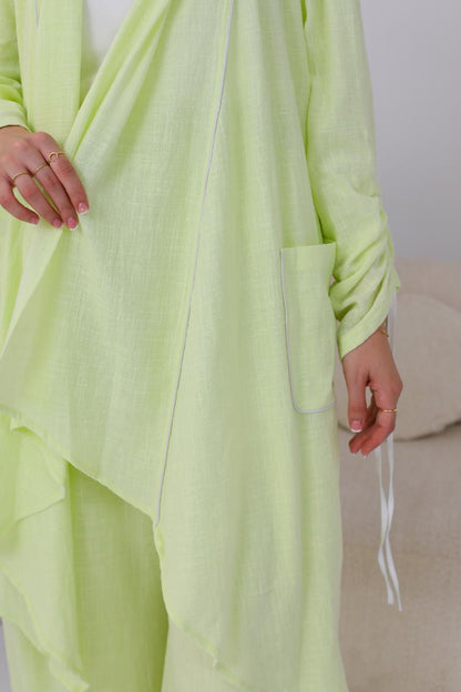 Linen Suit Set in Kiwi green