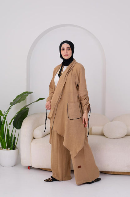 Linen Suit Set in Cafe