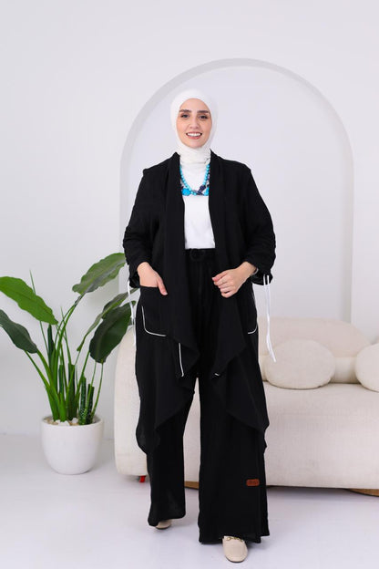 Linen Suit Set in Black
