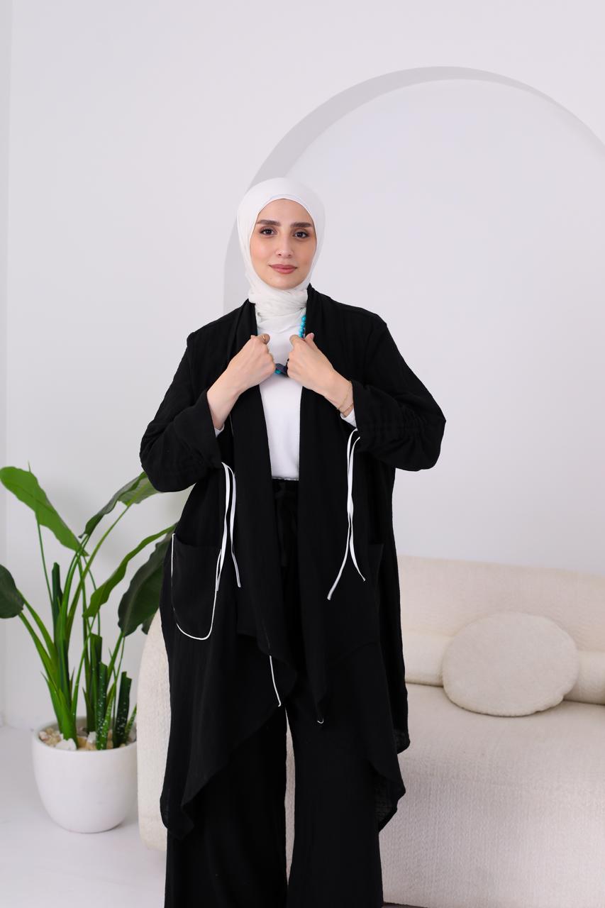 Linen Suit Set in Black